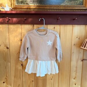 Beige Kids Sweatshirt with White Star and Frill